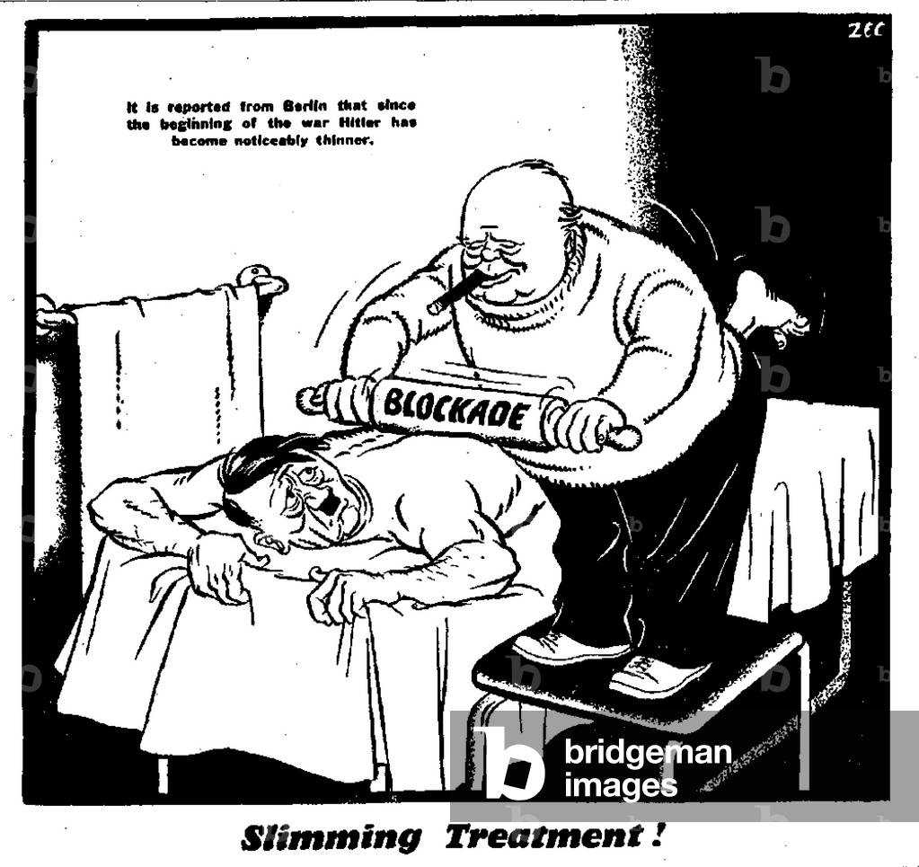 Slimming Treatment. It is reported from Berlin that since the beginning of the war Hitler has become noticeably thinner. 5th February 1940 (b/w photo)