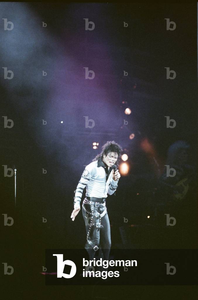 Michael Jackson seen here after performing on stage at Wembley during the Bad concert tour 14th July 1988 (photo)