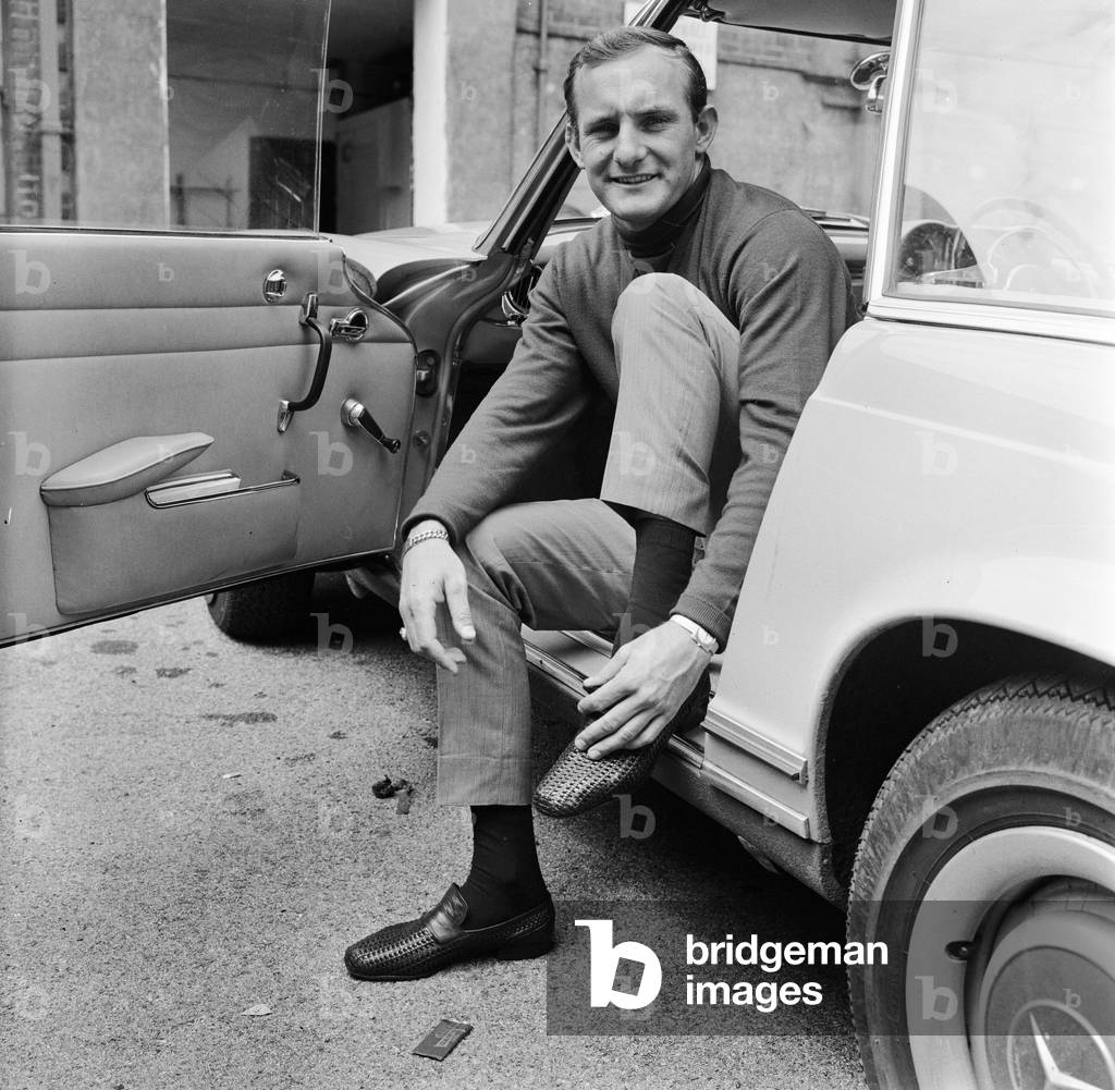 TT Rider Mike Hailwood. 29th June 1965 (b/w photo)