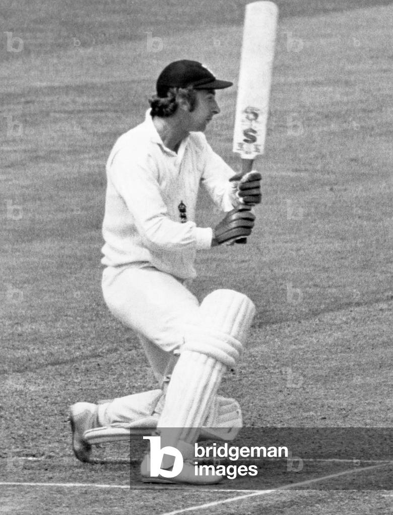 England v India 3rd Test 1st innings at Edgbaston. (Picture) David Lloyd batting on his way to making 214 not out, England won by an innings and 78 runs. 6th July 1974 (b/w photo)