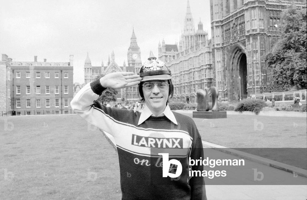 British Forces network disc jockey Tommy Vance gives the salute
August 1978