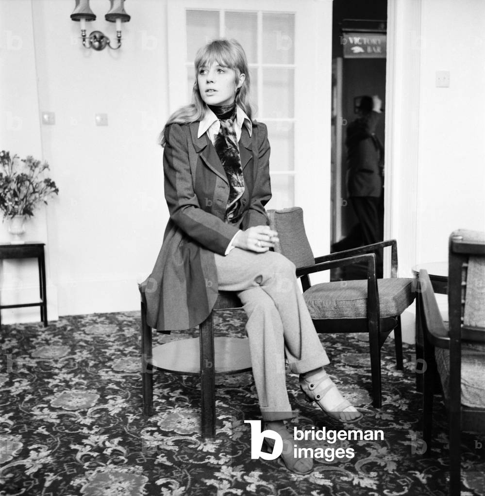 Marianne Faithfull pictured in a Chichester Hotel, June 1967 (b/w photo)