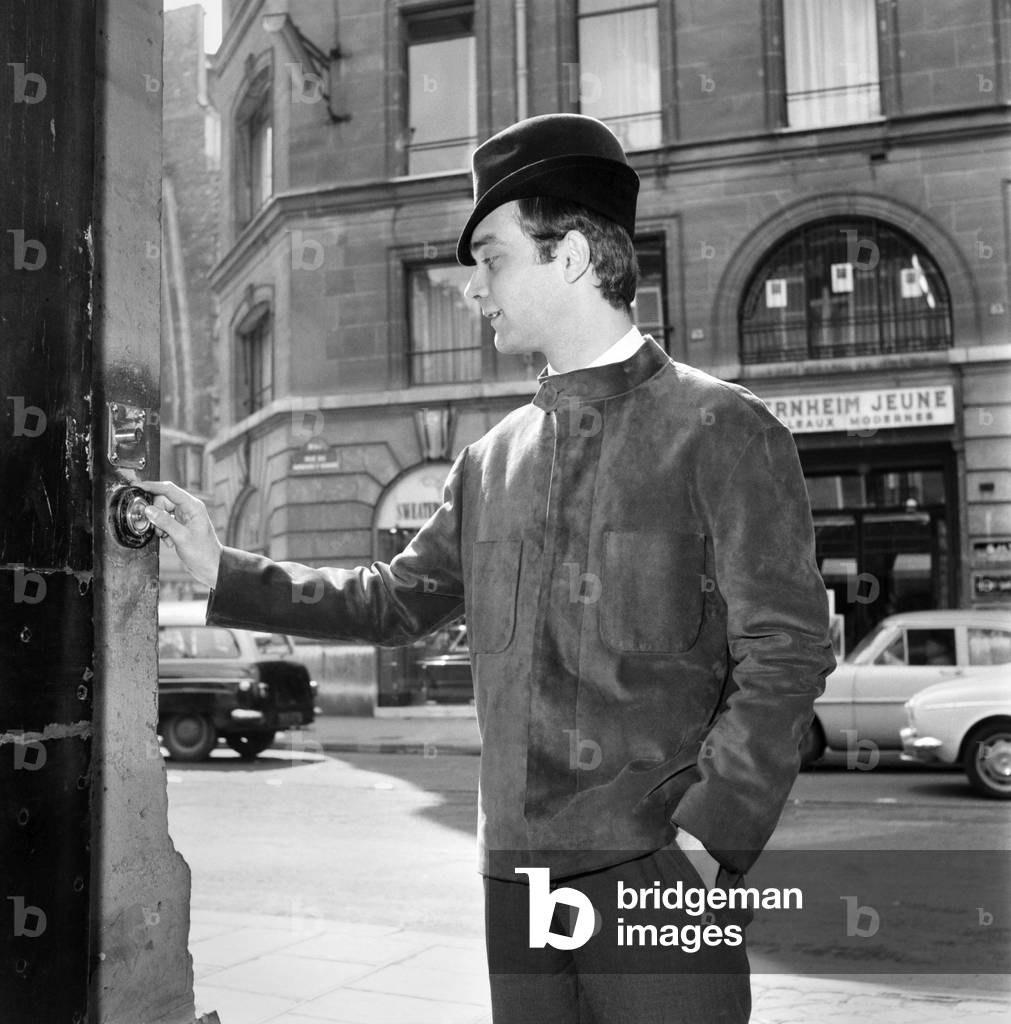 Men modelling the latest 1963 menswear design's in the streets of Paris, April 1963 (b/w photo)