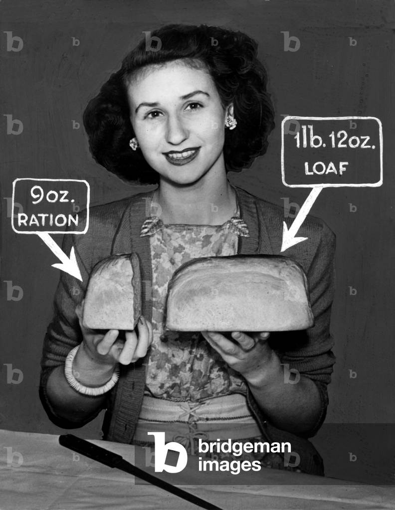 Second World War - Nine ounces of bread was to be the new post war daily ration allowance after the 21st July, 1946 (b/w photo)