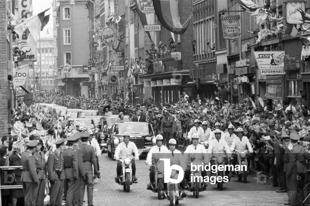 Queen Elizabeth II, during her visit to West Germany. Pictured in Dusseldorf. 25th May 1965 (b/w photo)