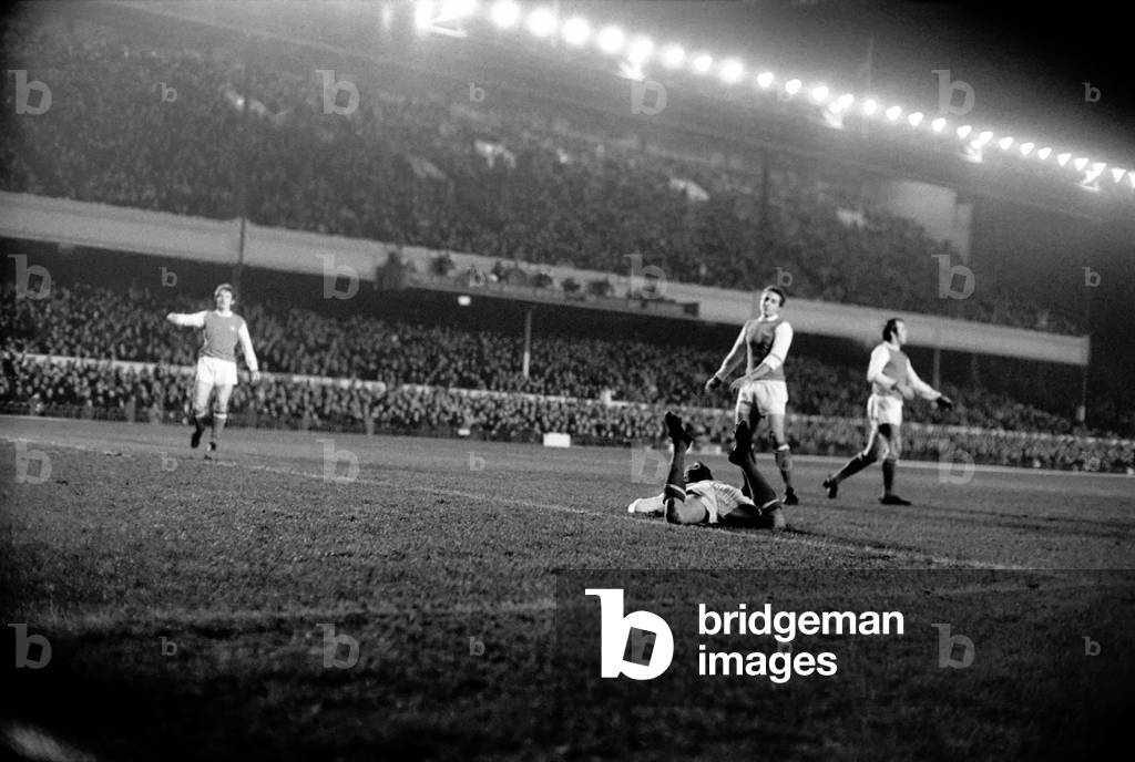 Sport: Football: Arsenal v. Sporting Lisbon Inter City Fairs Cup. Action from the match. November 1969 (photo)