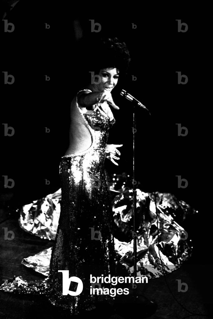 Shirley Bassey performing on stage in concert at Newcastle City Hall 30th April, 1971