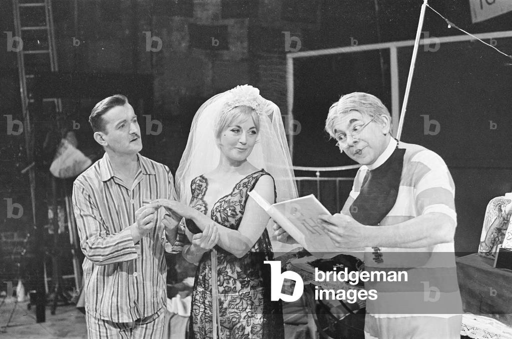 Photo-call, for The Bed Sitting Room at the Mermaid Theatre, London 30th January 1963 (b/w photo)