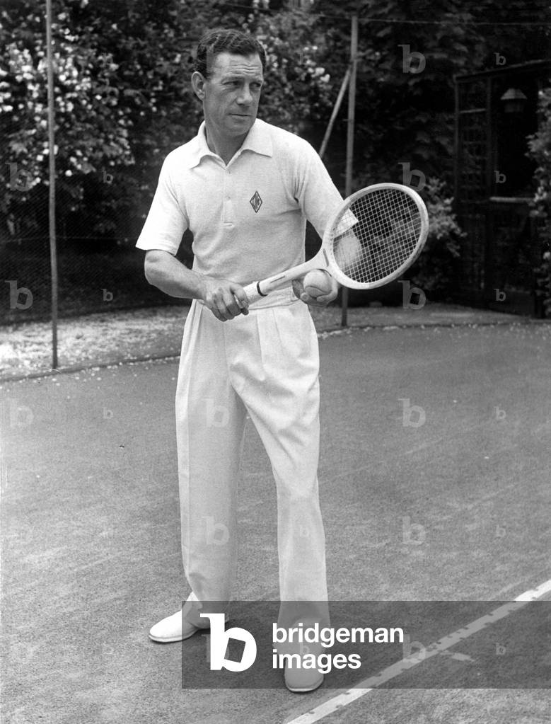 Tennis player, Dan Maskell, who later became a radio and television commentator on the game. 23rd April, 1959 (b/w photo)