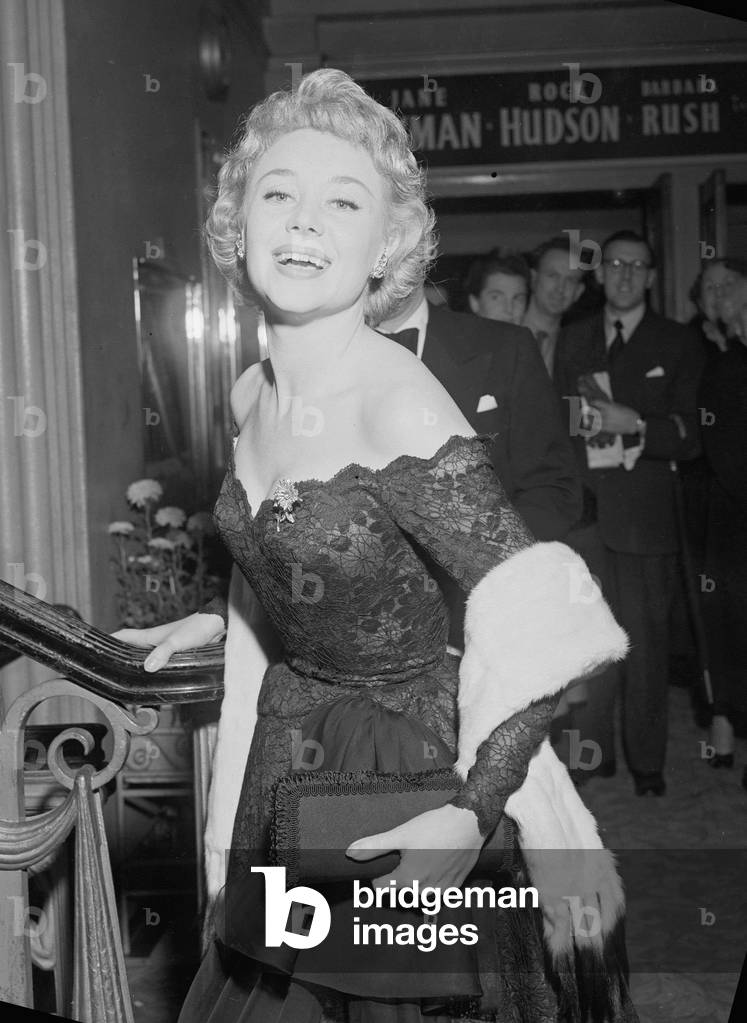 Glynis Johns actress attending film premiere of 'Mad About The Man' October 1954 (b/w photo)