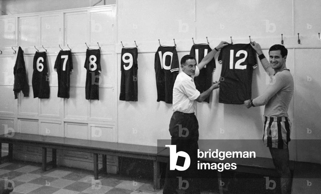Chelsea footballer George Graham in the dressing room at Stamford Bridge with the number 12 shirtAugust 1965 (photo)