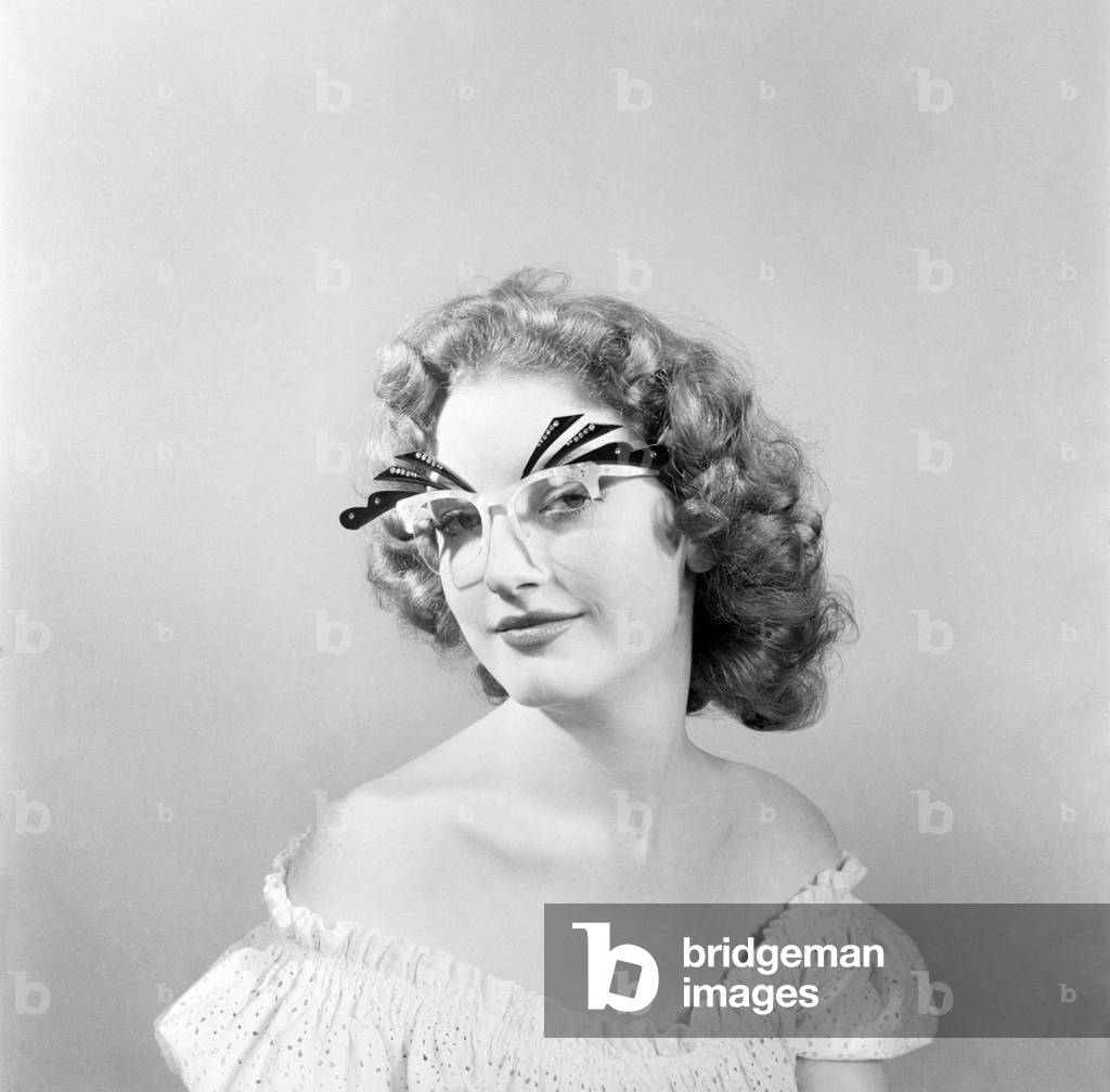 18 Yrs old actress Shirley Lorimer displaying the spectacles. May 1953 D2541