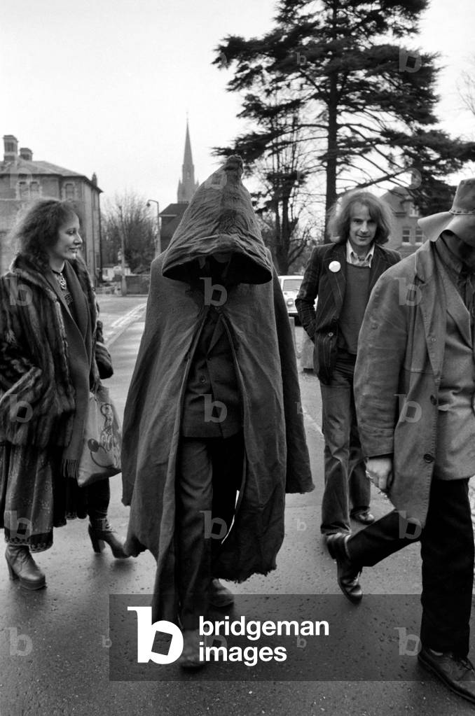 Hippies seen here outside the court house at Slough. Albery and other members of the  organising committee of the 3rd Free Windsor Festival are suing David Holdsworth, the Thames Valley Chief Constable for creating a riotous situation when police move in to clear the site of the festival, January 1975