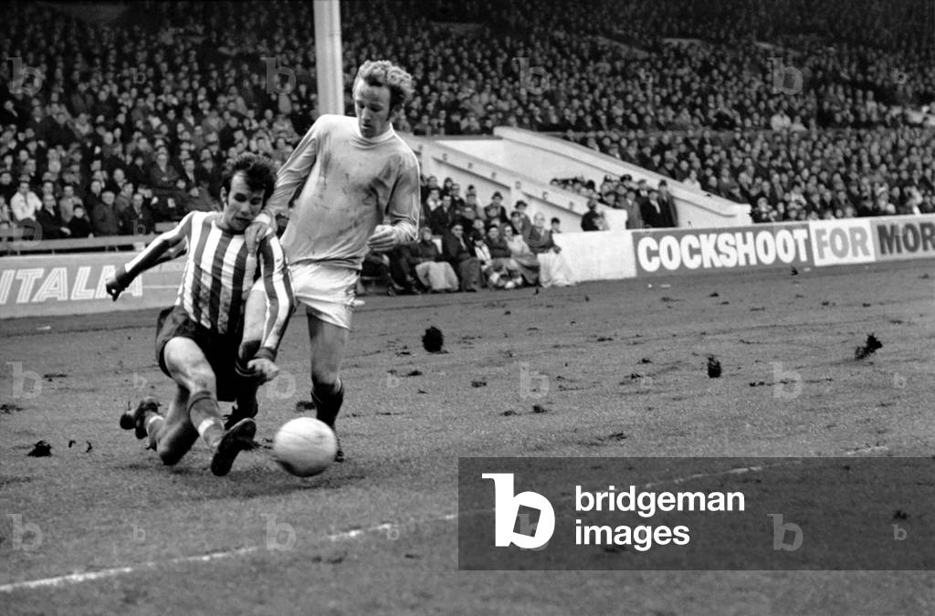 English League Division match at Maine RoadManchester City 1. Southampton 0. Ian Bowyer is robbed of the ball by Tony Byrne. November 1969 (photo)