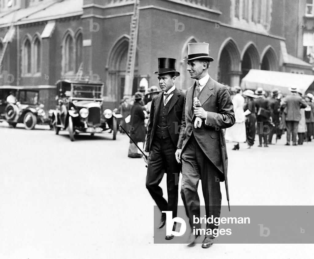 Lord Beaverbrook attending the wedding of Major General Sir F H Sykes and Miss Bonar Law. June 1920 (b/w photo)