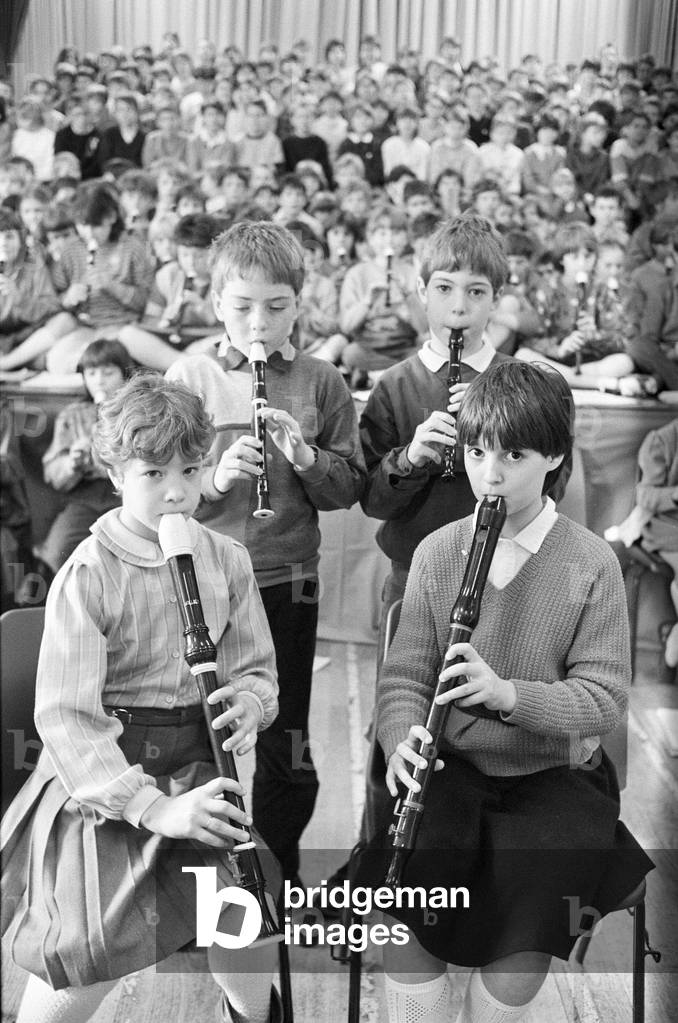 About 230 children from seven junior schools in Holme Valley are currently staging the three-day Holme Valley Music Festival. The last festival was held in 1979 and this year has been revived to include in the programme recorder items, pieces from the Scissett Youth Group wind group and a mini-opera entitled Giant Finn. 19th March 1986 (b/w photo)
