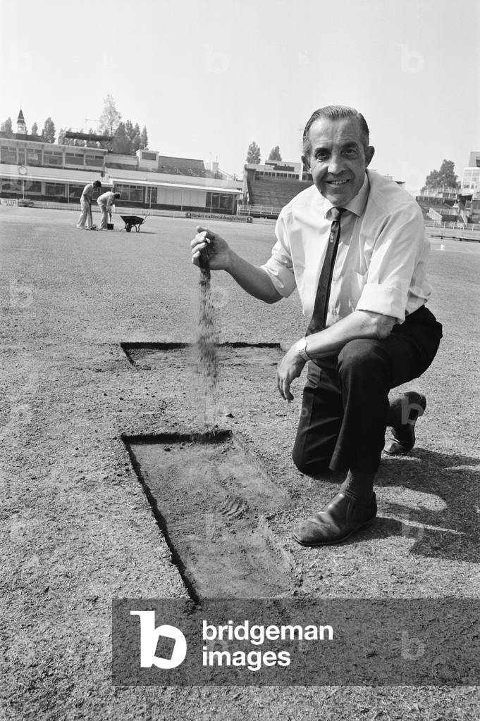 Sports stadium affected in Birmingham during the summer heatwave and drought of 1976. 20th August 1976 (b/w photo)