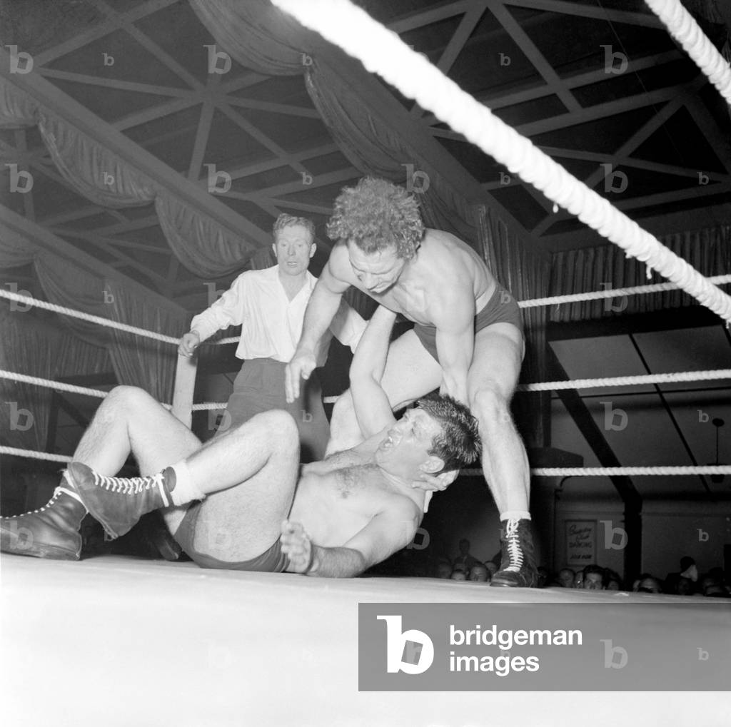 Vic Coleman vs. Cab Cash Ford at the town hall Wimbledon. May 1953