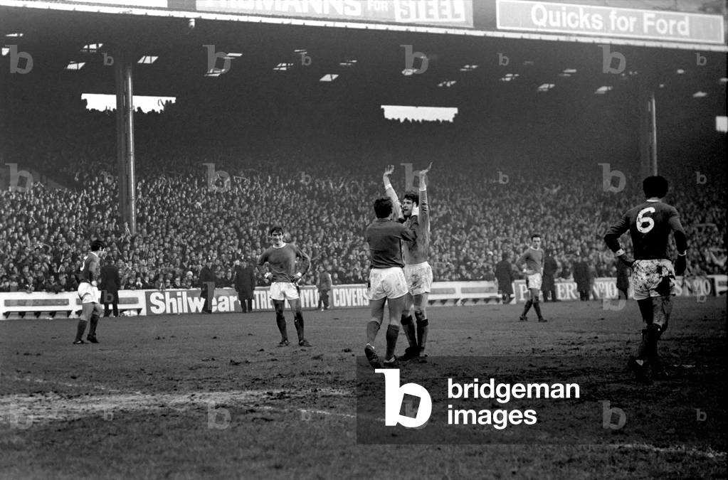 Sport: Football: English League Division One Manchester City 4 v. Manchester United. Action from the match. December 1969 (photo)