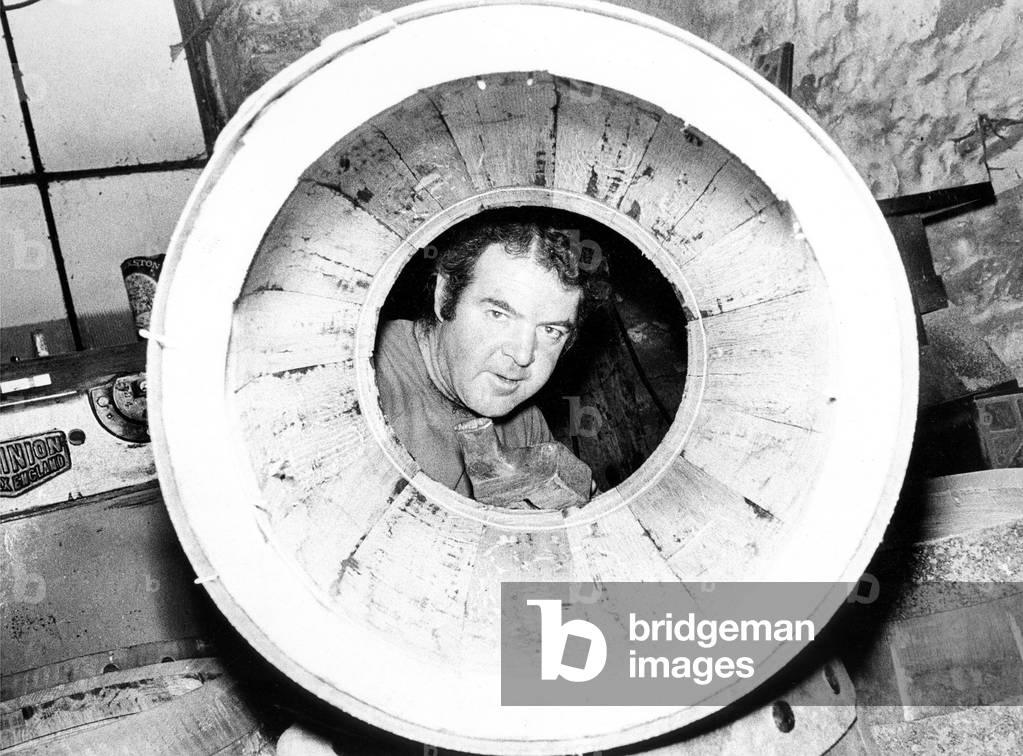 Clive Hollis who is the cooper at Theakstone Brewery at Masham, 1970