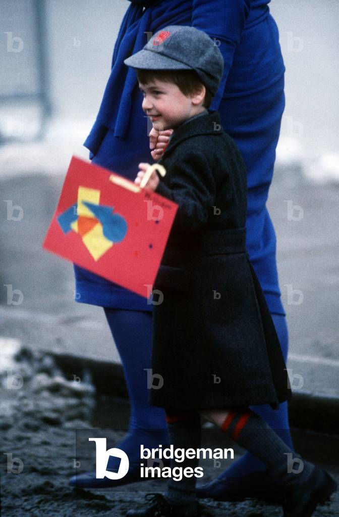 Prince William arriving at his first day at school, 1987 (photo)