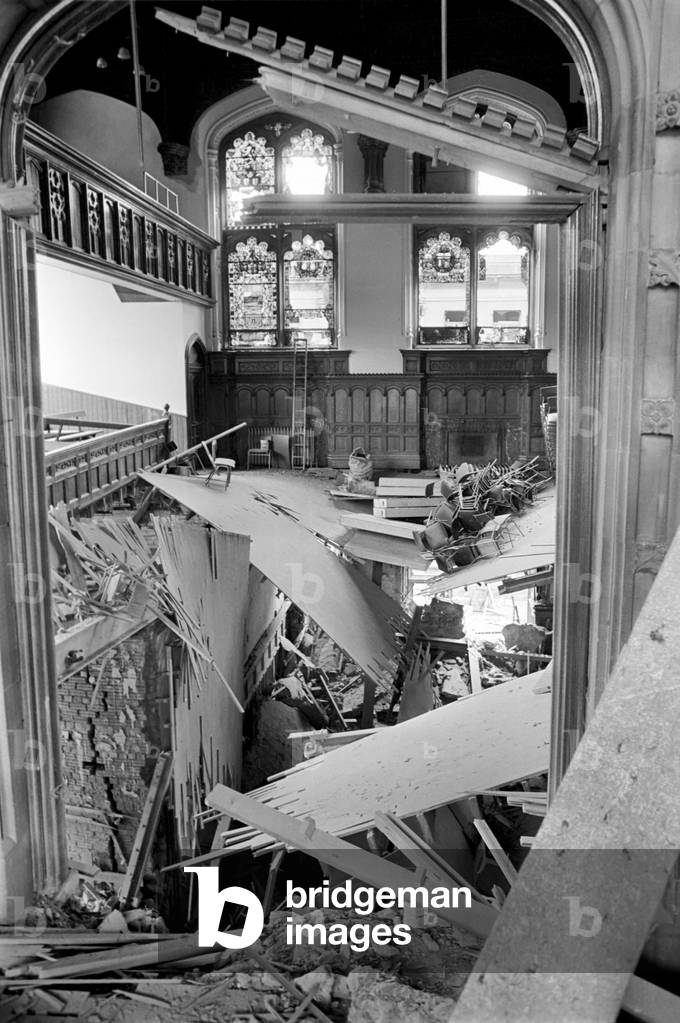 Northern Ireland June 1972. The scene at the Londonderry Guildhall after a bomb had blown the building up. June 1972 72-6505-001