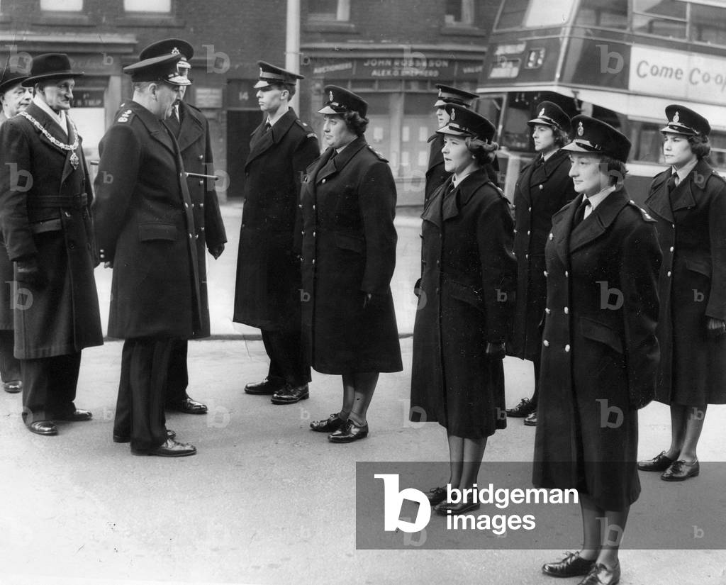 Police officers of the Gateshead police force were today complimented on their smartness at the annual inspection by her Majesty's Mr A U R Scroggie, c.1960
