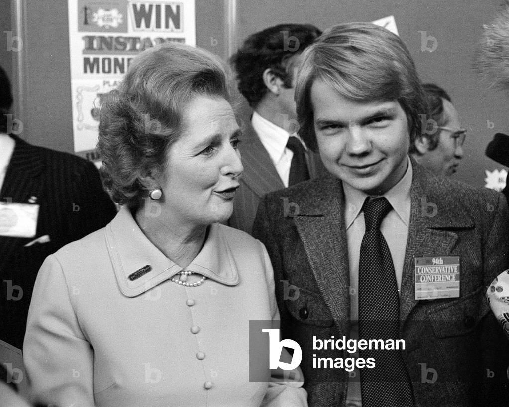 Tory leader Margaret Thatcher and William Hague at the Conservative Party Conference, October 1977 (b/w photo)