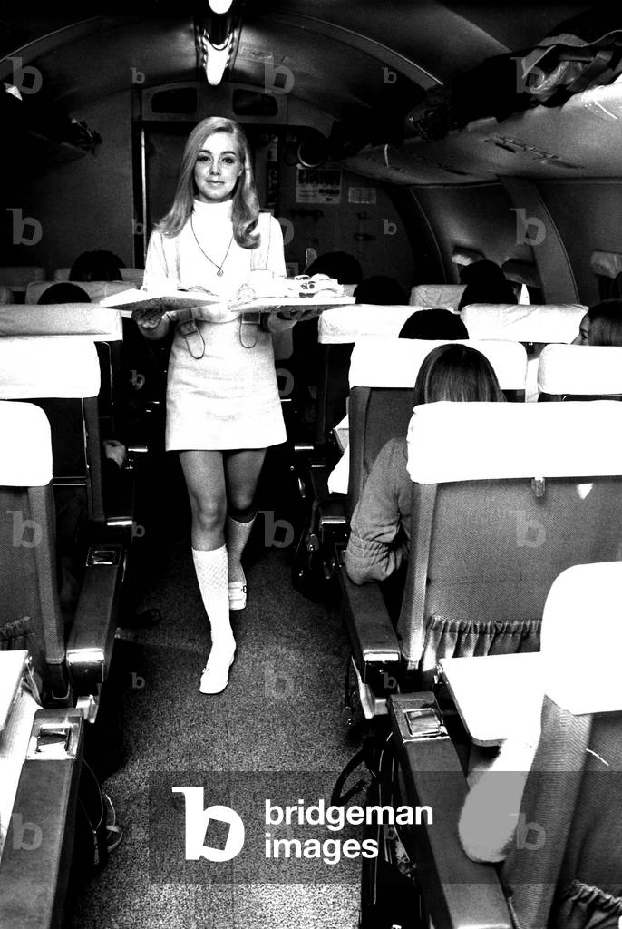 British Airways stewardess, 1971 (b/w photo)