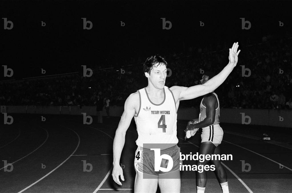 Allan Wells, winner, at the 1979 Crystal Palace Athletics. 30th August 1979 (b/w photo)