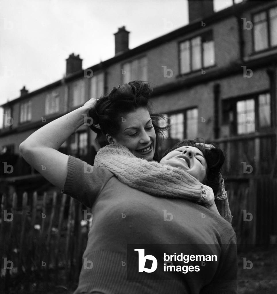 Peggy Hughes stunt girl seen here on Film location. April 1947 O7334-002