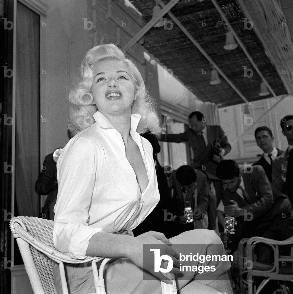 Diana Dors Actress at Cannes film Festival, May 1956 (b/w photo)