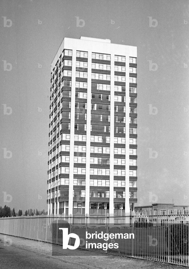 The official opening ceremony of the Massey Ferguson tower block took place in Banner Lane, Coventry. 21st September 1966 (b/w photo)