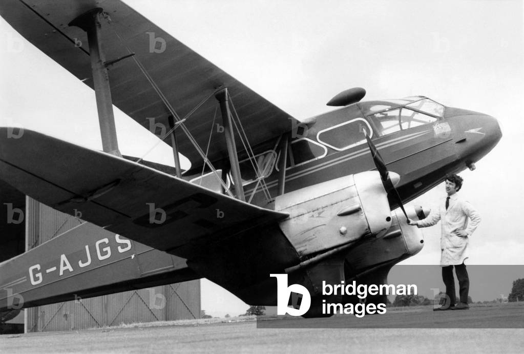 The old dragon prepares for its greatest test. Dragon Rapide G-AJGS being prepared for its transatlantic journey. July 1970
