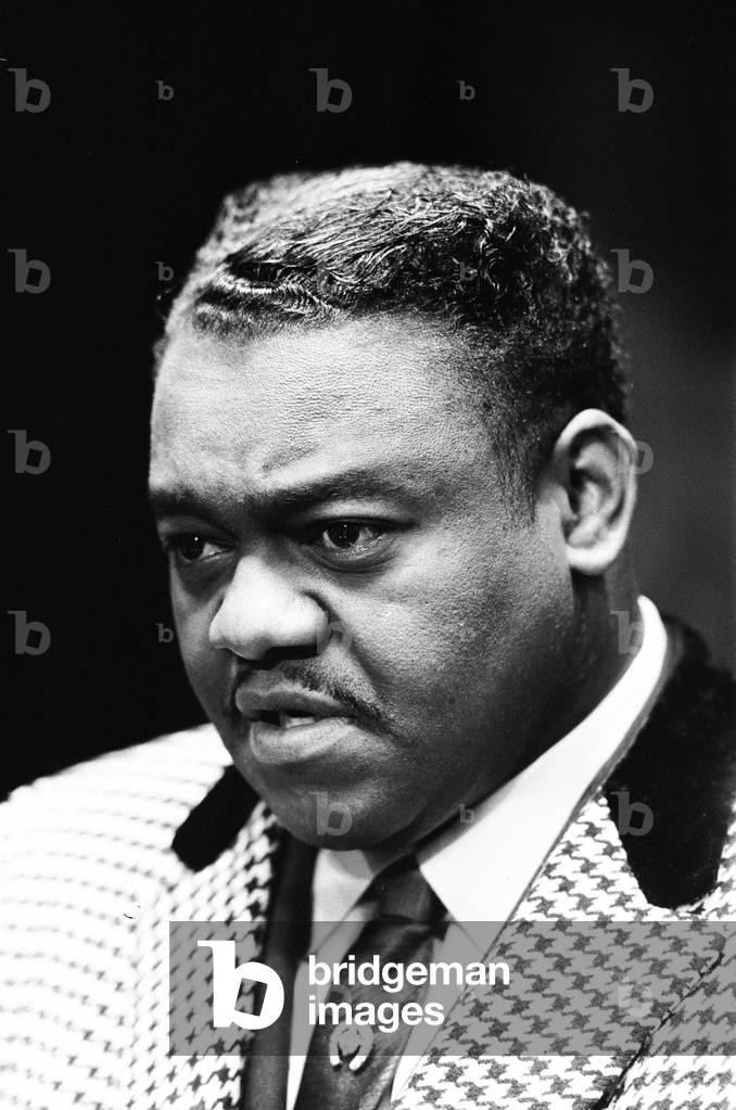 American rock and roll star Fats Domino at the piano on the stage of the Saville Theatre in London as he prepares for the evening show with Gerry and The Pacemakers. This is his first performance in Britain. 27th March 1967 (b/w photo)