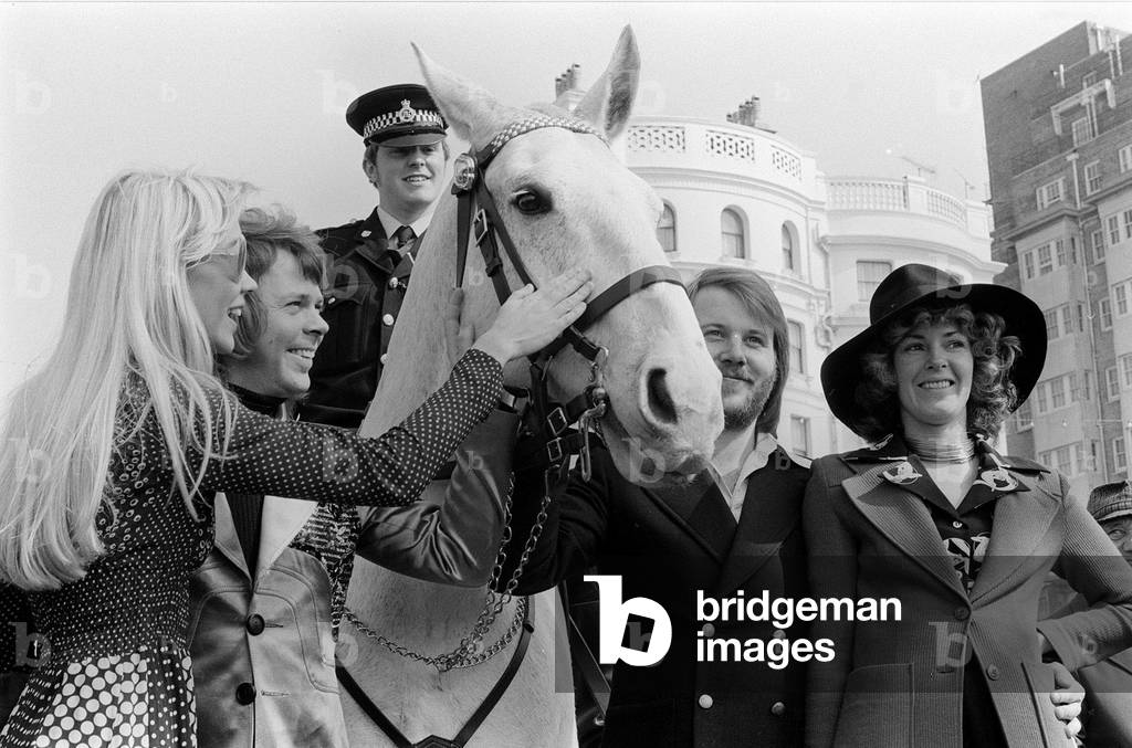 Abba, The Eurovision Song Contest, April 1974 (b/w photo)