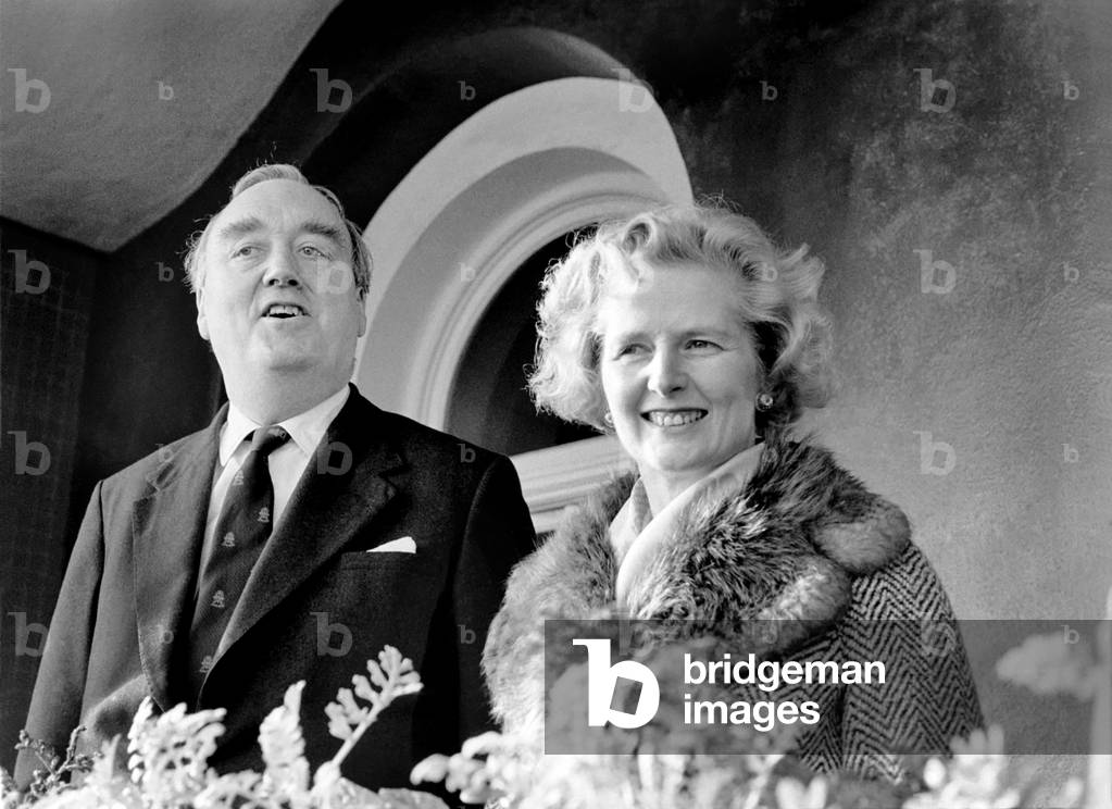 William Whitelaw and Margaret Thatcher meet young conservatives, February 1975 (b/w photo)