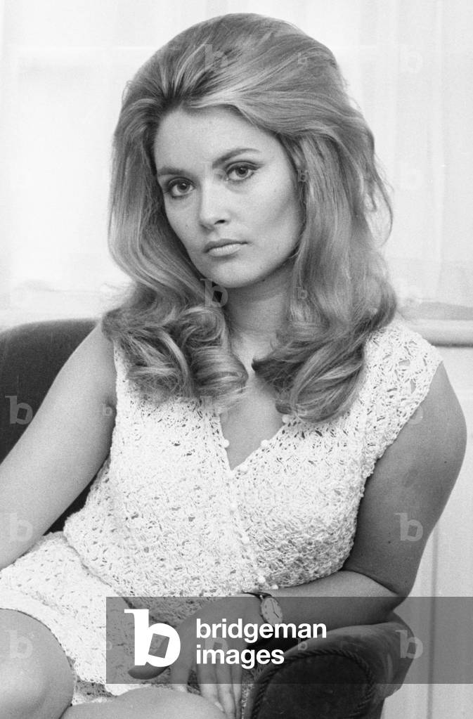 25 year old actress Alexandra bastedo who starred in the television series ' The Champions ' seen here in her West End Flat, 3rd January 1969 (b/w photo)