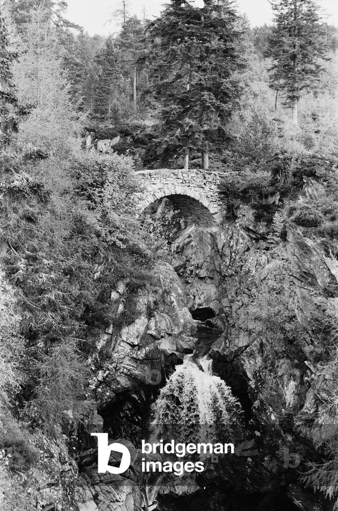 View of the falls of Bruar in Perthshire, Scotland, c. 1960 (b/w photo)