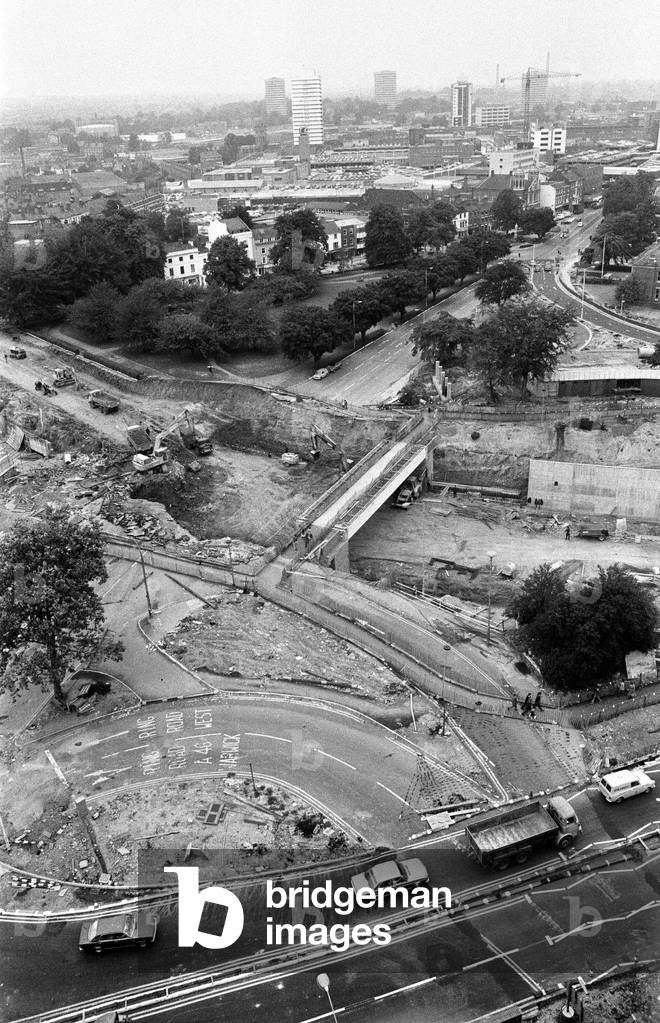 Coventry Ring Road construction, Warwick Road. 29th August 1973 (b/w photo)