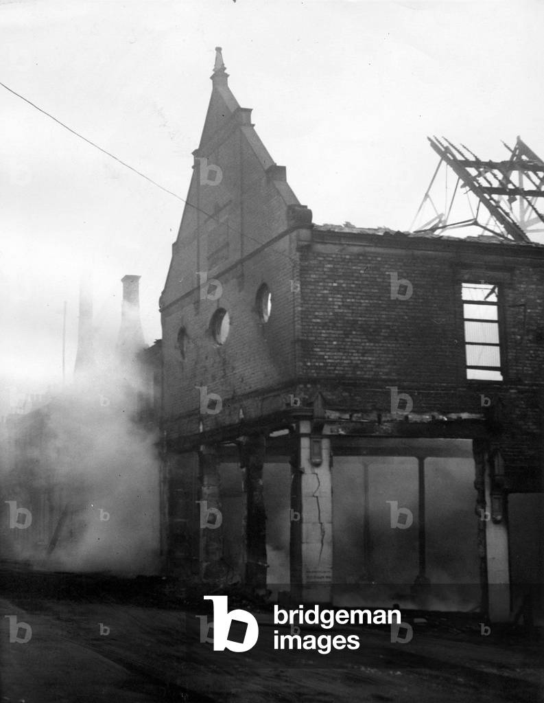 The gutted remains of the Co-op store at Willington Quay after the fire, 1950