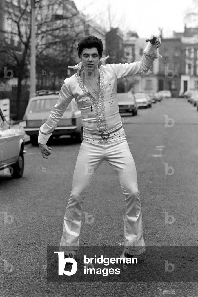 Tim Rice as Rock Pharaoh, 2nd March 1975 (b/w photo)