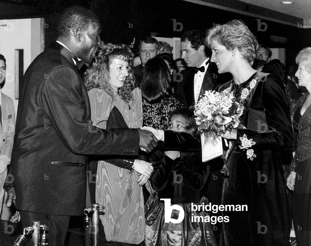 Frank Bruno meets Diana Princess of Wales at Film Premiere 
February 1990