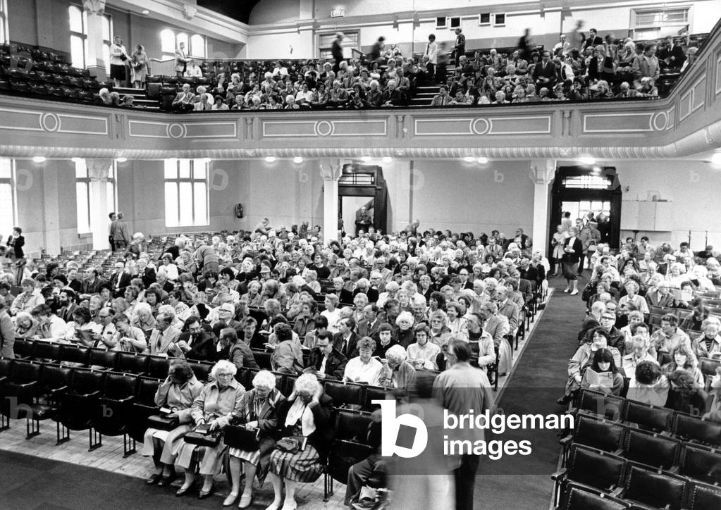 Hundreds of Methodists from Coventry came together in the city for a musical celebration of the 250th anniversary of their church. 24th May 1988 (b/w photo)