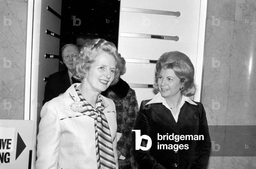 Tory Peers and M.Ps. at Europa Hotel to acclaim Mrs. Margaret Thatcher as leader of party, February 1975