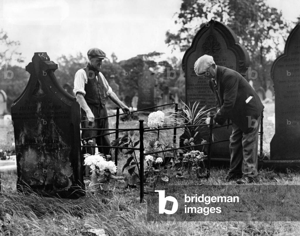 World War II. Now almost sixty years after this here are TedÕs railings being moved from the cemetery at Jesmond, Newcastle. His offer has been accepted and Ted will be glad to know that some of his old work is going to help the war effort. September 1942