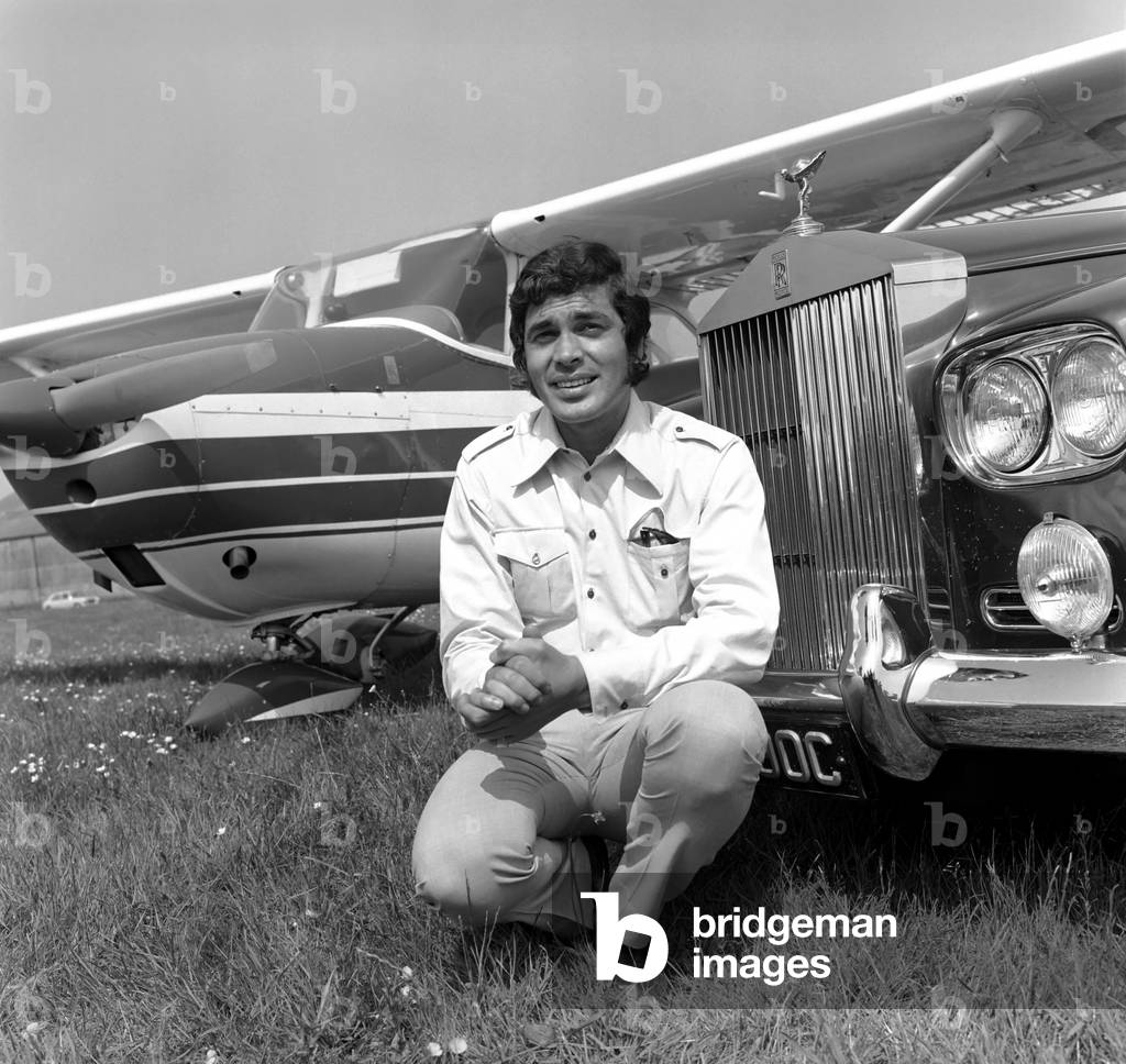 Engelbert Humperdinck with his new Rolls Royce at Blackpool Airport. He is appearing at the ABC Blackpool for the season, July 1968 (b/w photo)
