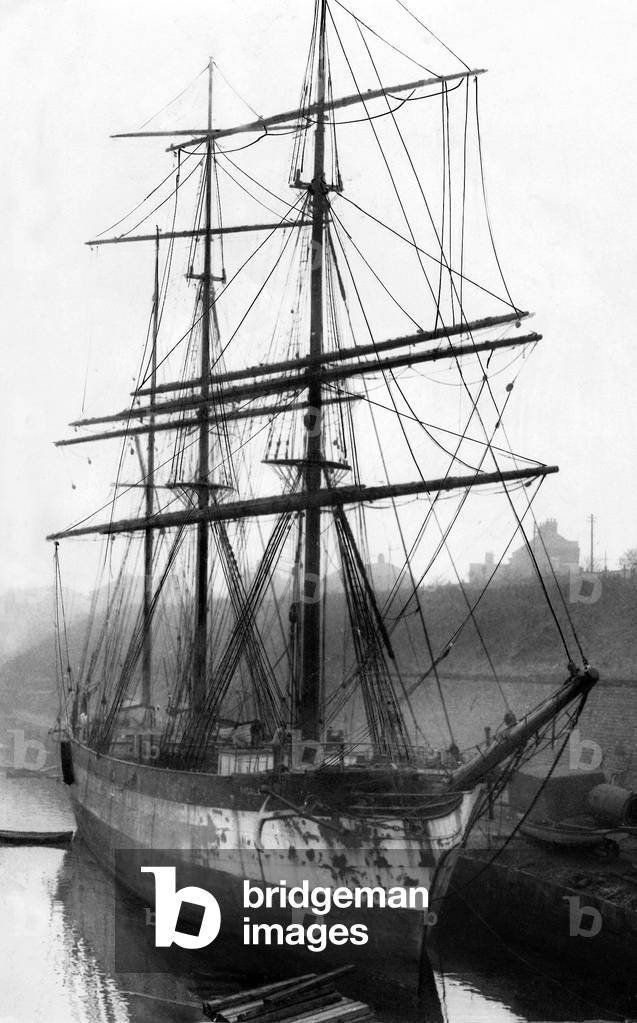 The Finnish Barque sailing ship Thekla lying at Sunderland, where she is to be boken up, c. 1920