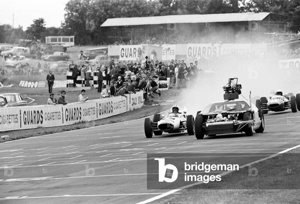 Filming of MGN film 'Grand Prix' at Brands Hatch in Kent July 1966 (b/w photo)