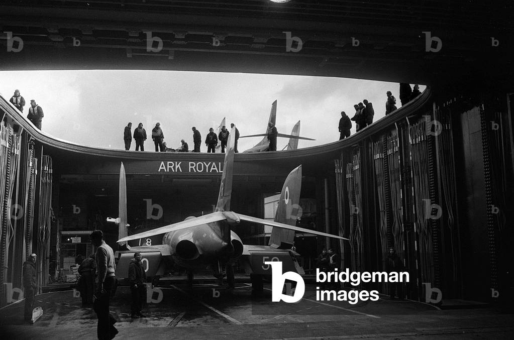 HMS Ark Royal Aircraft Carrier, March 1965 (b/w photo)